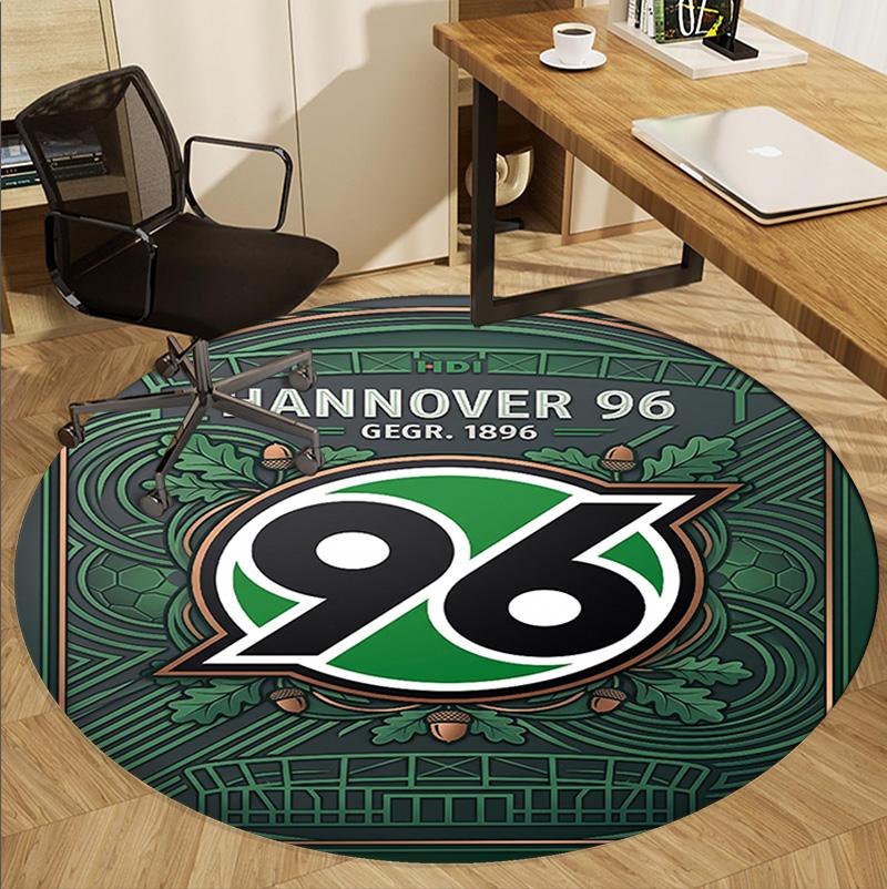 Hannover 96 Fußballmuster Runder Teppich, Innen-/Außenmatte, für Picknick, Spielzimmer, Schlafzimmer, Büro, Wohnzimmer, Heimdeko Teppich, Geburtstagsgeschenk