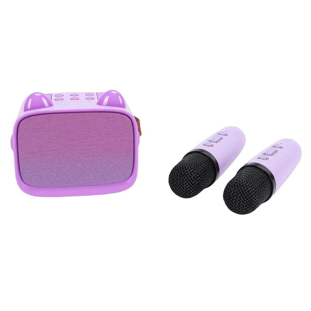 Mini Karaoke Machine Toy Kids Boys Girls Portable Bluetooth Speaker with 2 Wireless Mics for Early Education Home