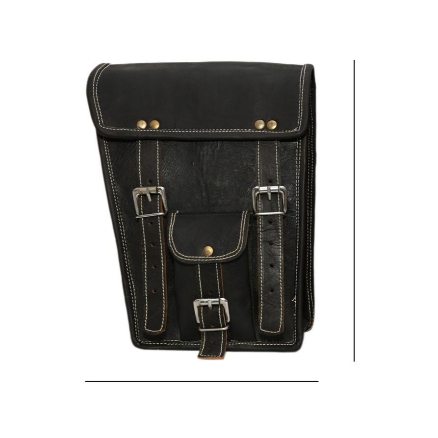 Handmade Leather Motorcycle Saddle Bags Vintage Bike Panniers, 2pc Set