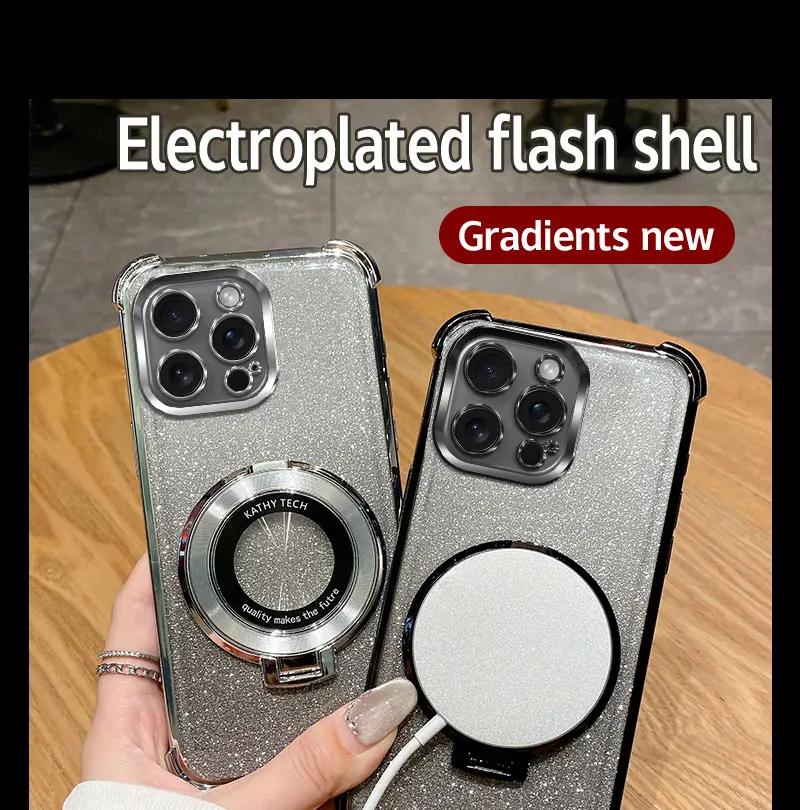 Shockproof Magnetic Bracket for Magsafe Clear Case for Funda vivo Y03 Y02 Y16 Y28 Y18 Y33S Y21S Y76 Y36 With Holder Stand Cover