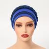 Glitter Pleated Turban Cap for Women Head Wraps Muslim Headscarf Hat Turbante Mujer African Headpiece