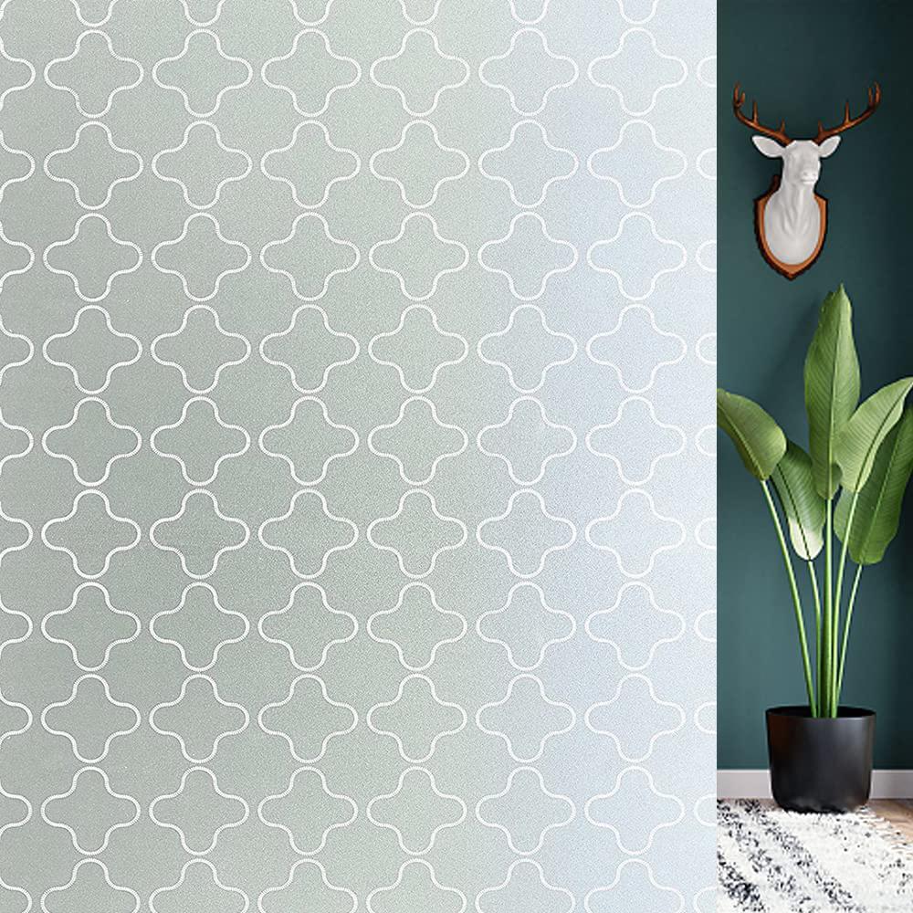 Frosted Window Privacy Film 3D Decorative Glass Vinyl Film Stained Glass Decals Static Cling Window Sticker Non-Adhesive Films
