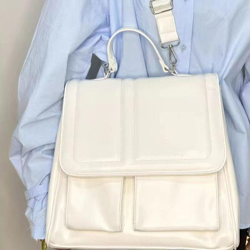 Damenrucksack Pendler Leder Mode Doppelschultertasche Student Große Kapazität Schultaschen Handtasche Klappe Umhängetasche