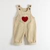 Korean-Style Kids Corduroy Overalls with Heart Embroidery - Unisex Jumpsuit 2026