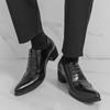 Men's British Autumn Formal Leather Shoes - Pointed Toe, Low-Top, Breathable, Lace-Up, Large Size, High Heel.