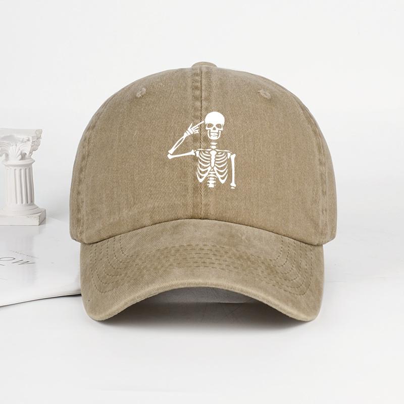 

Skeleton Print Washed Baseball Cap Soft, Comfortable, Lightweight, Breathable, Adjustable Playful, Quirky, Fashionable, Trendy U хаки