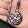 European and American Style Viking Odin Compass Rune Pendant Necklace Stainless Steel Men's and Women's Fashion Titanium Steel Jewelry Pendant
