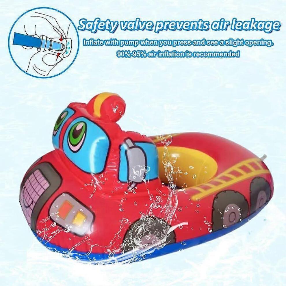Roter Feuerwehrauto Schwimmring, Verdickter aufblasbarer Feuerwehrauto Schwimmring, Großer aufblasbarer Schwimmring, Wasserspielzeug, 75 * 58cm, Lustige Wasseraktivität