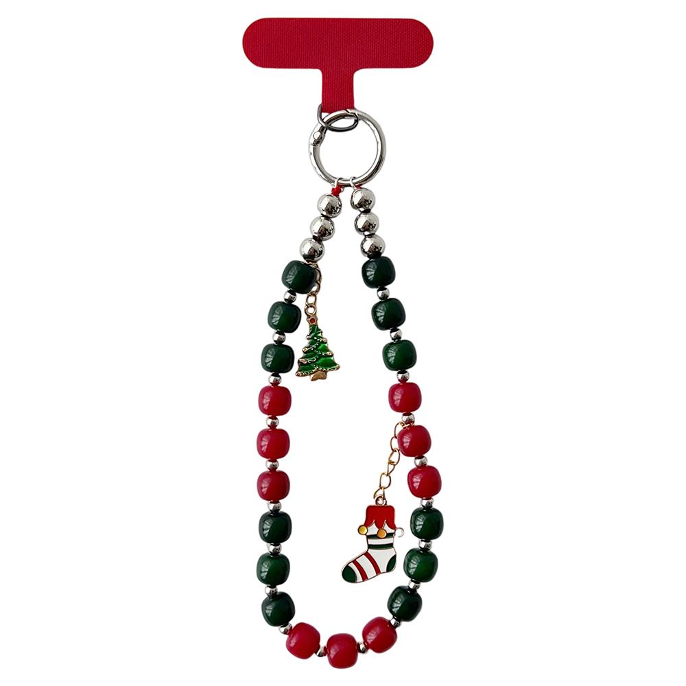 8 inch Length Handmade Beaded Christmas Phone Strap Lanyard Charm Festive Holiday Accessory Hanging Ornament Gift