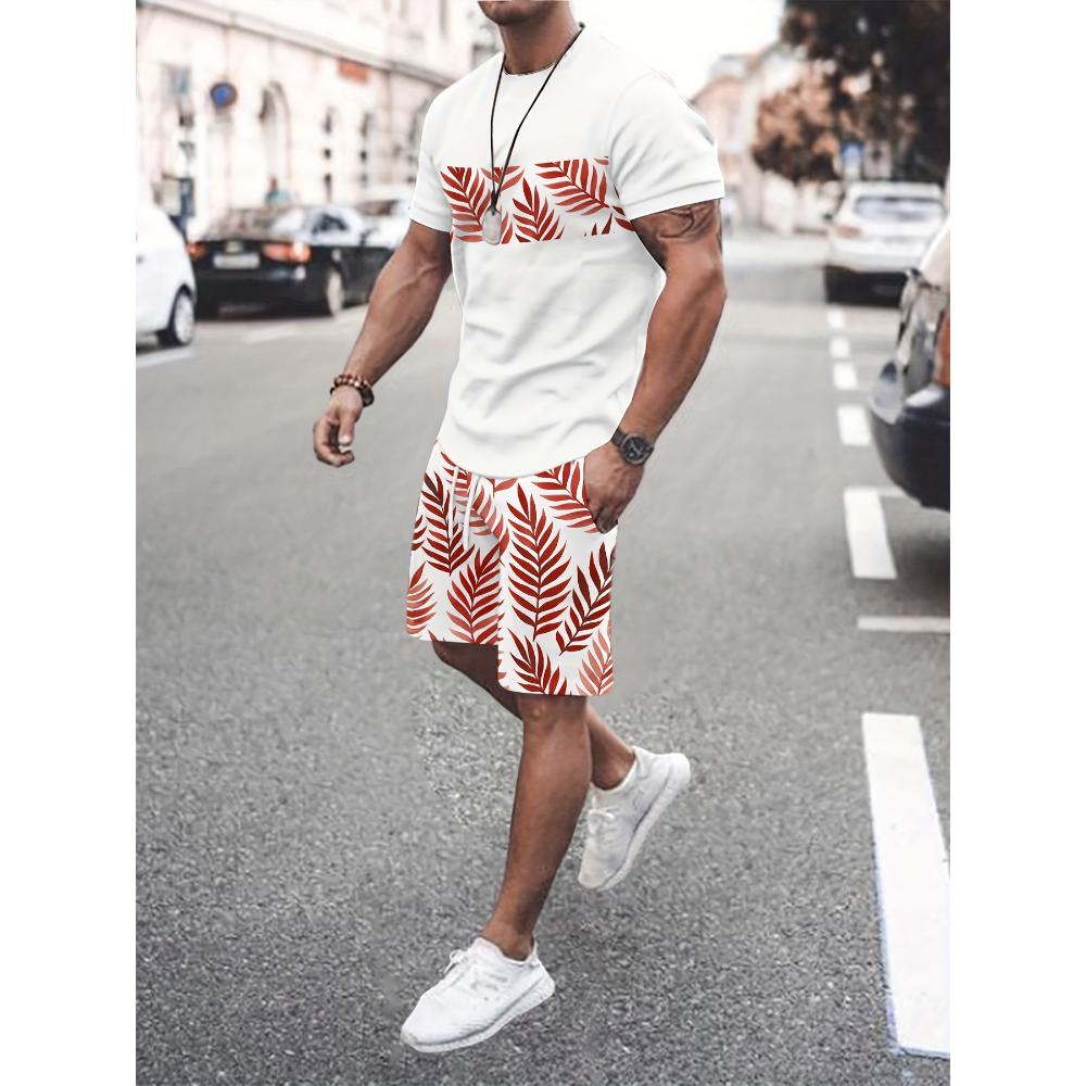 Herren Kurzarm-Shorts-Set Lässiger Mode-Sportanzug Einfache Bequeme Unisex Sportbekleidung
