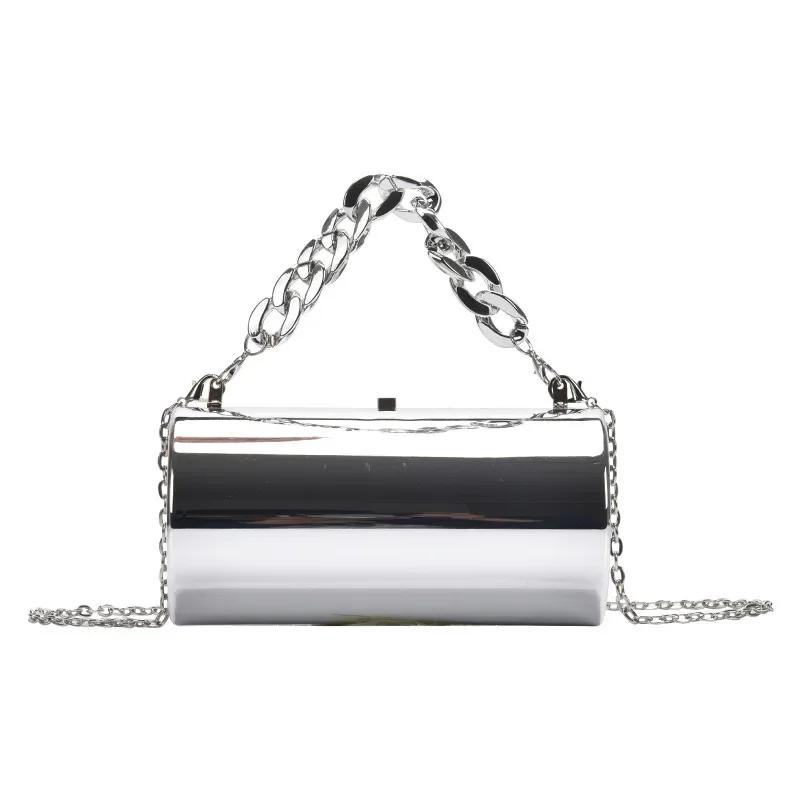 Women's Handbag Bags For Women Party Clutches Cylinder Mini Evening Purse Crossbody Shoulder Bag Gold Box Clutch