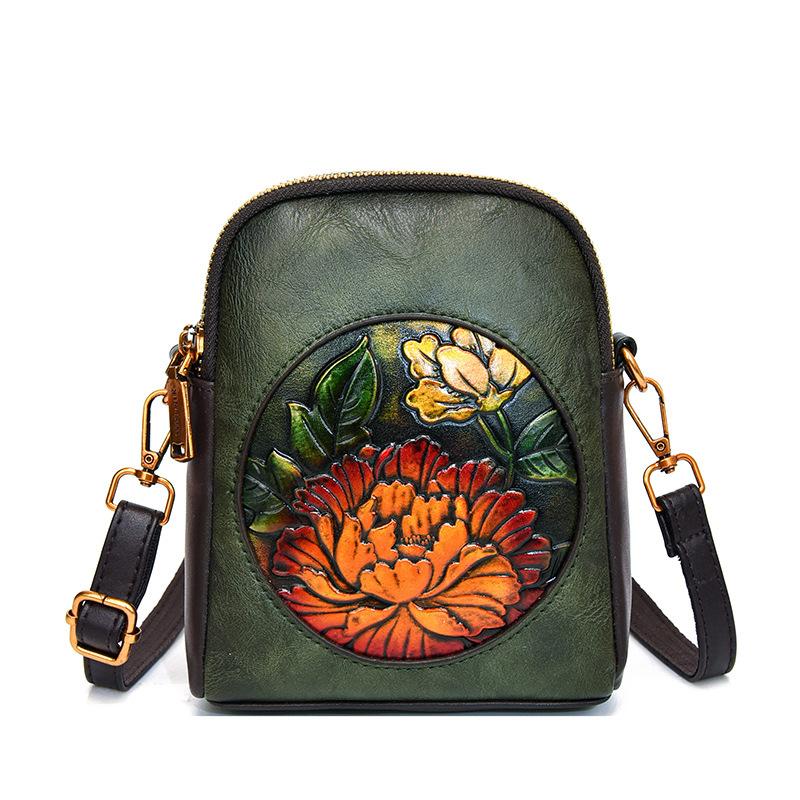 

Женская элегантная сумка через плечо с тисненым фактурным принтом - винтажная сумка премиум-класса в китайском стиле зелёный