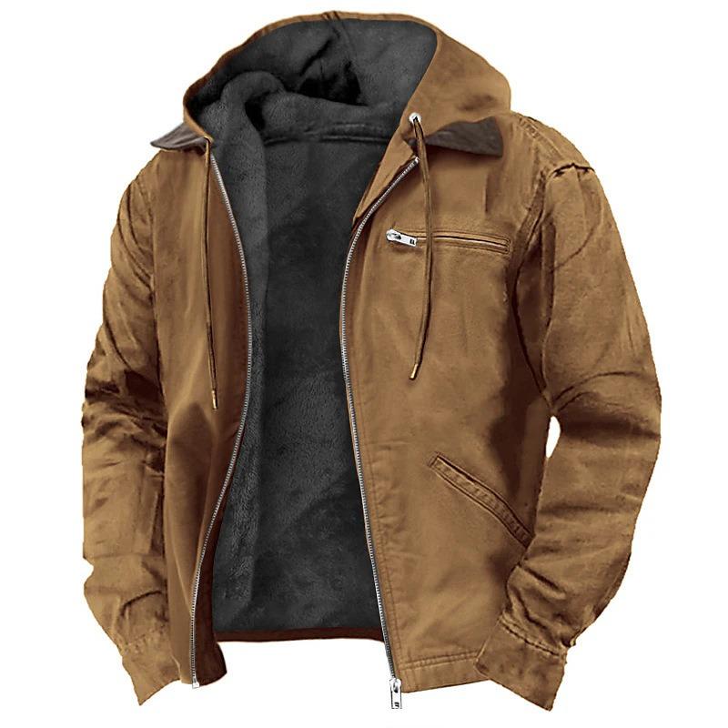 "2025 Men's Jacket New Fashion Casual Hooded Zipper Coat Retro Streetwear Lightweight Versatile Outerwear Spring Autumn"