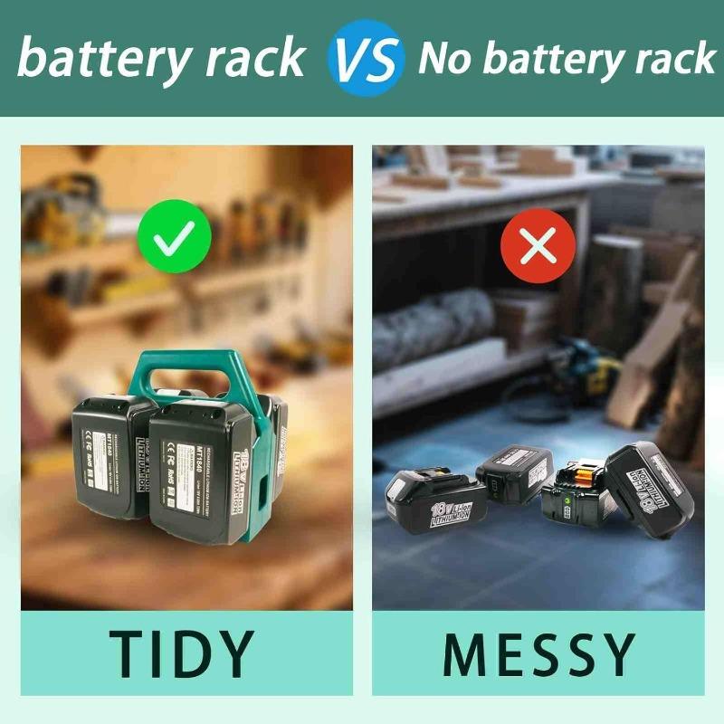 4/6-Slot Battery Holder for Makita 14.4V 18V Portable and Rugged Case Compact Organizer for Tool Bags Job Sites Quick Access