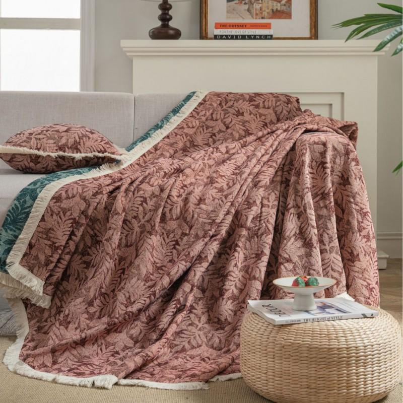 Thick Woven Floral Sofa Throw Cover Living Room Pet-Resistant Dustproof Decorative Blanket 3-Seater Couch