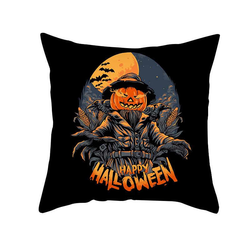 Halloween Pillow Cover Cartoon Skull Cat Sofa Cushion Cover Peach Skin Pillow Cover