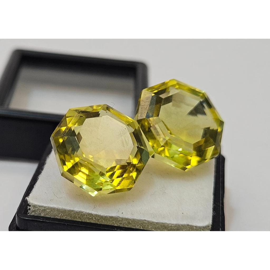 Yellow Sapphire Earring Making Natural 21-22 Ct Hexagon Cut Pair Gemstone