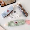 Desktop Storage Korean Style Pen Bag Plaid Pencil Pouch Cloth Stationery Bag  Student