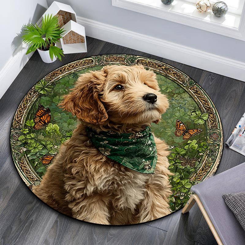 

Cute Puppy Round Area Rug,Carpet Rug for Living Room Bedroom Sofa Playroom Decor,Non-slip Floor Mat 80cmx80cm