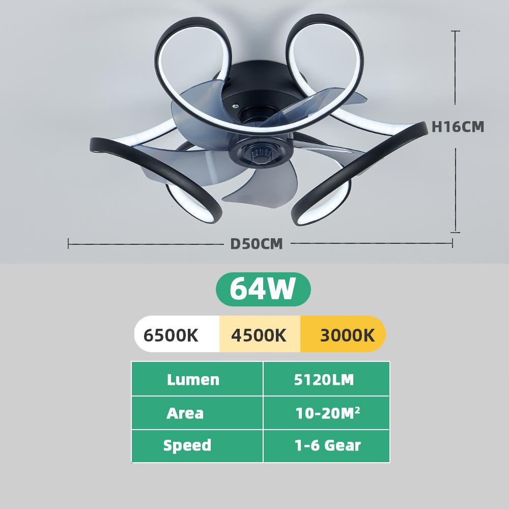

IRALAN Современный потолочный вентилятор с подсветкой, простой 50 см, светодиодный, большой домашний вентилятор, переменный ток 90-265 В, лампы для комнаты, офиса, кухни, балкона, коридора чёрный