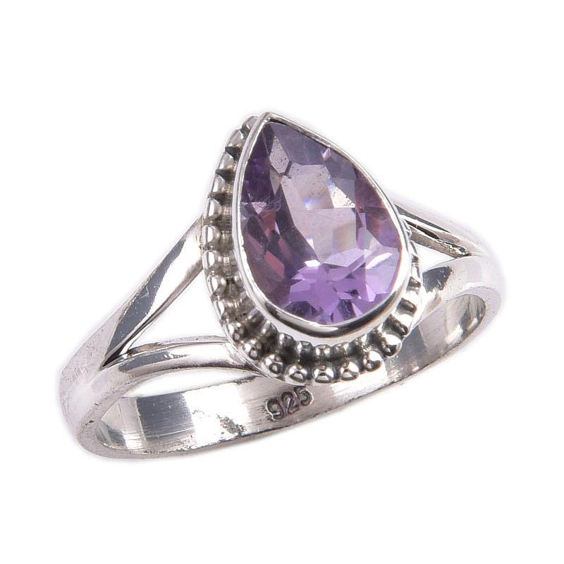 Natural Pink Amethyst Gemstone 925 Solid Sterling Silver Jewelry Ring S.8 g1c92