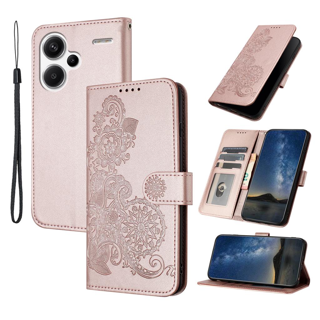 For Xiaomi Redmi Note 13 Pro+ 5G Phone Cases Mandala Flower Leather Wallet Mobile Cover with Strap
