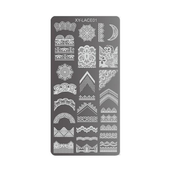Stamping Plates Set Bows Flowers Lace Design Manicures Decoration Metal Plate Transfer Sweet Series Template