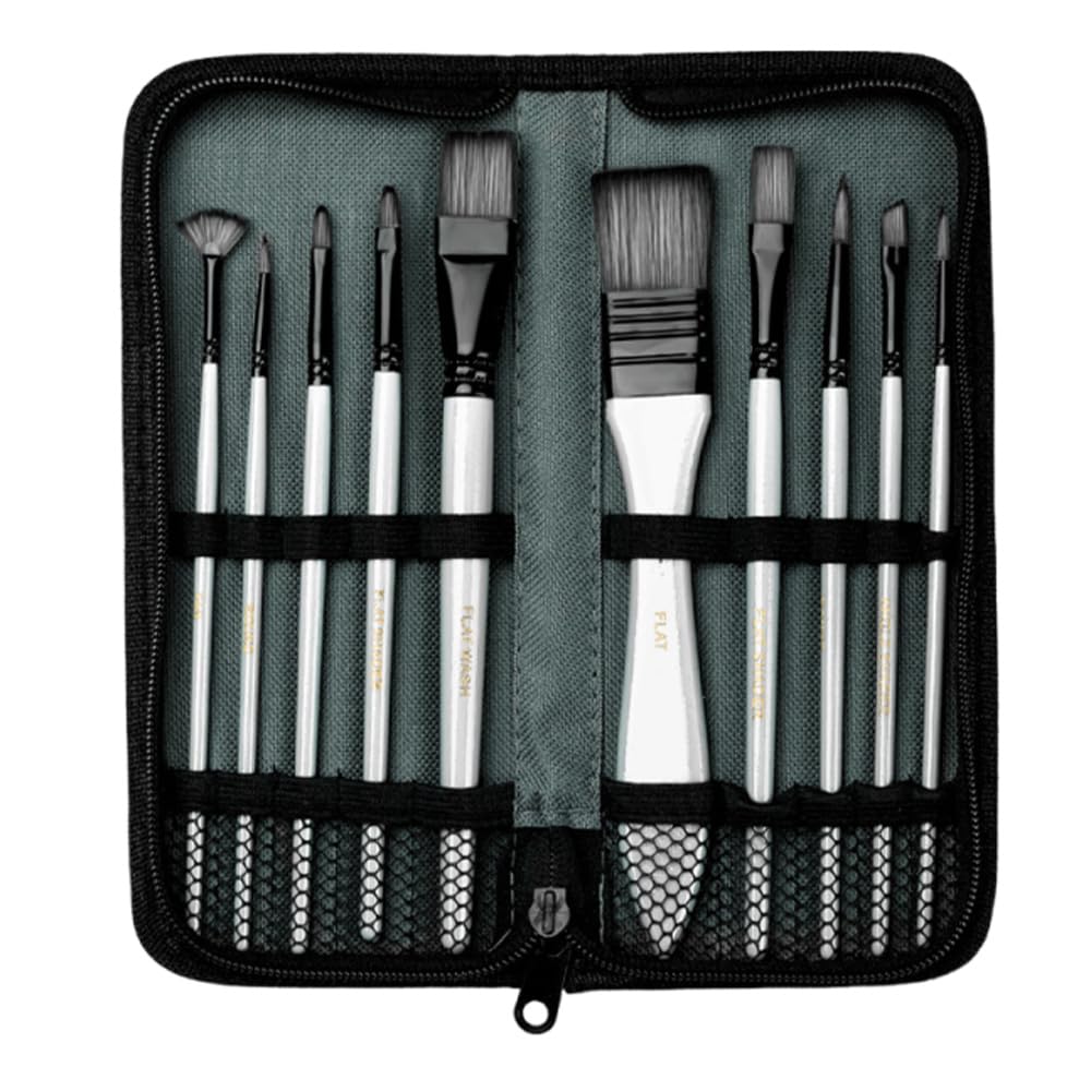 

Versatile paintbrush 10 nylon bristle acrylic storage bag ideal for oil acrylic art supplies for beginners to advanced storage case included set, білий