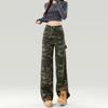 Street-Camouflage High-Waist Utility-Jeans Frühling und Herbst Neues Design Locker Gerade Mop-Jeans