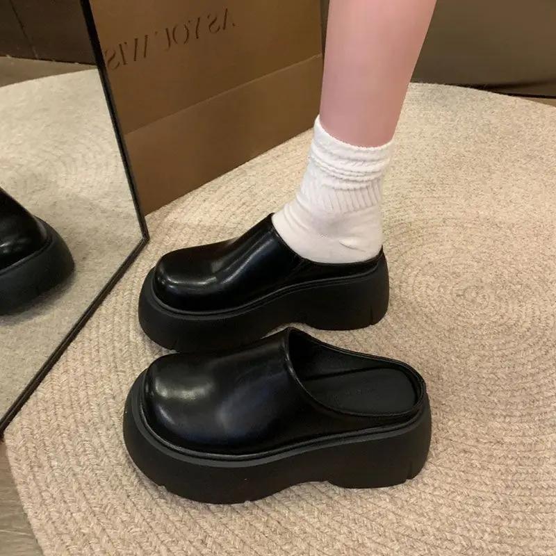 Fashion Spring Flats Platform Mules Shoes Women Slingback Slippers Shoes 2024 Designer Fad Sandals New Casual Walking Flip Flops Female