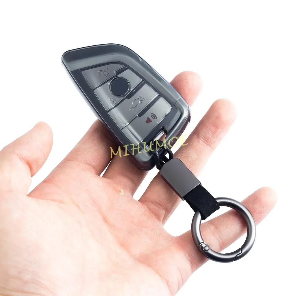 For BMW G20 G21 G22 G30 G31 F48 F39 G01 G05 G06 G07 G14 F40 F44 Black Transparent Key Fob Case Cover Keychain Light Thin