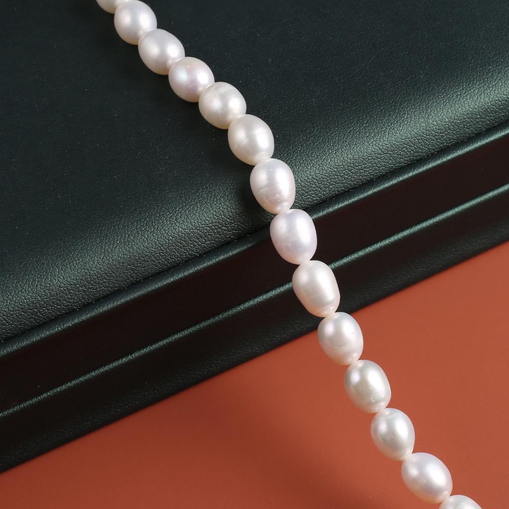 1String, White Natural Freshwater Pearl, Handmade Rice Pearl Beads, 8-9mm, for DIY Necklaces Bracelets Supplies, Women Crafts 36cm