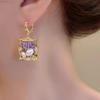 Baroque Purple Flower Pearl Tassel Earrings - Elegant Retro Ear Ornaments for Women