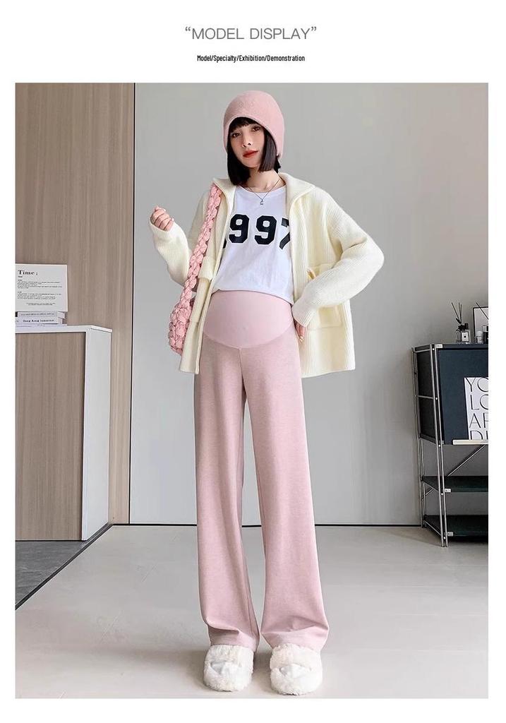 Maternity Fleece Wide-Leg Pants: Cozy, Loose-Fit for Spring, Autumn, Winter – Ideal Postpartum Wear