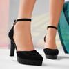 Fashion High Heel Sandals Summer New Chuck Shallow Mouth Cow Suede Waterproof Platform with A Line with Non-slip Stiletto Shoes