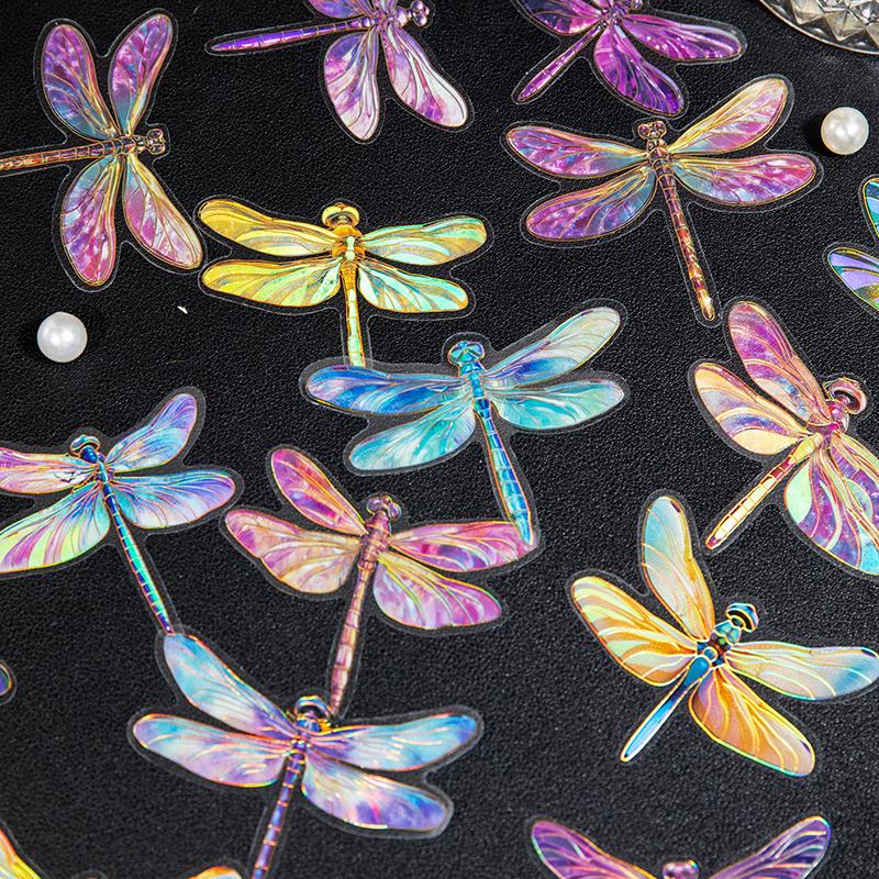 20 Pcs Kawaii Dragonfly Aesthetic Decorative Sticker Pack Scrapbooking Stickers Material Diary Phone Planner Journal Supplies