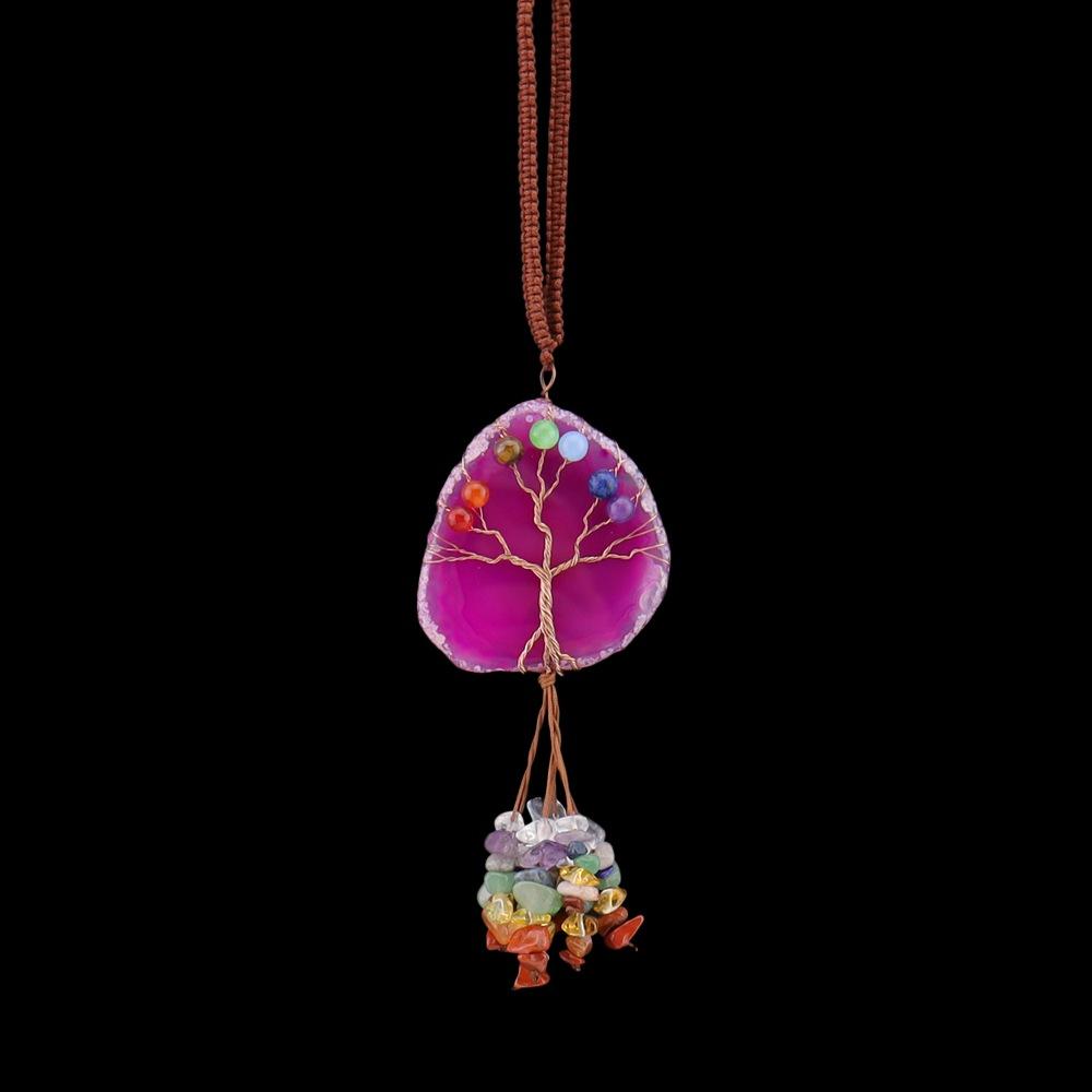 Colorful Agate Sheet Winding Silk Tree Of Life Pendant Pendant Car Bag Pendant Tree Of Life Agate Sheet Pendant G88