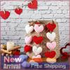 12 st Stickat Virkat Hjärta Trädprydnad Handgjord Röd Rosa Vit Alla hjärtans dag Skål Vasfyllning Alla hjärtans dag Present för Hemfestinredning