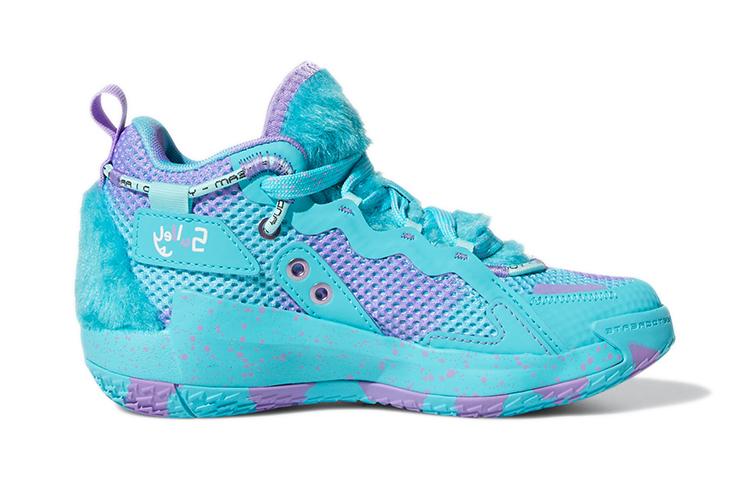 Monsters Inc. X Adidas Dame 7 EXTPLY Fabric Mid Top Basketball Shoes Sky Blue Children Aged 3 7 Years Old S28977