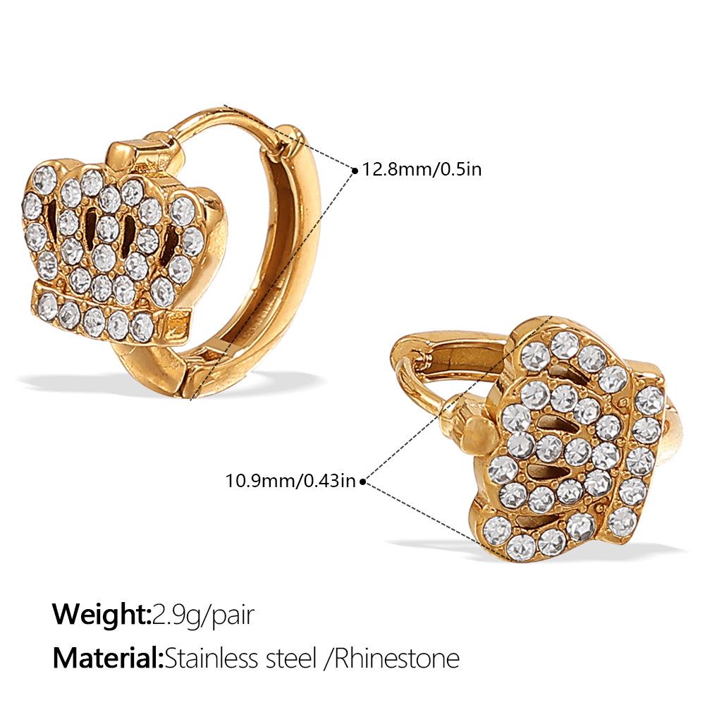 Gold-Plated Stainless Steel Crown Love Earrings Light Luxury High-End Temperament Earrings Earrings