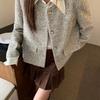 Xiaoxiangfeng Jacke Frühling und Herbst POLO-Kragen neue kurze Jacke kurzes Temperament Tweed-Oberteil