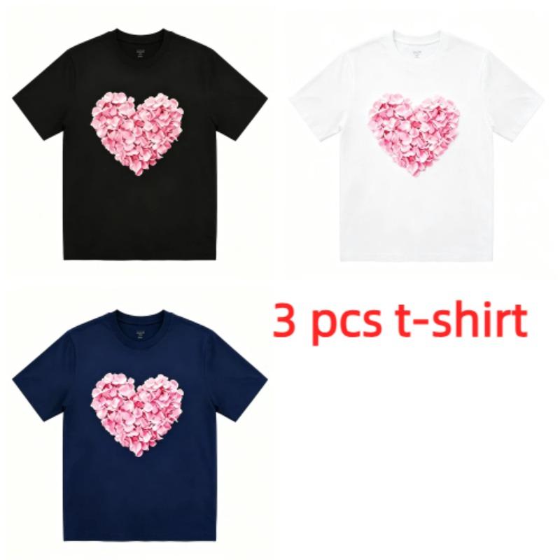 Fashion Rose Love Print Kids T-Shirts Summer Fashion Street Outdoor Casual T-shirt Tops for Boy and Girl's Tees Top
