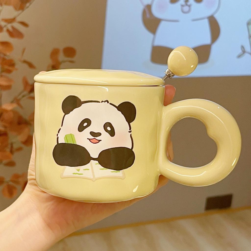 Graduation Gift for Teacher Souvenirs for Girls Ceramic Mug with Lid Panda Water Cup Practical Cup Men