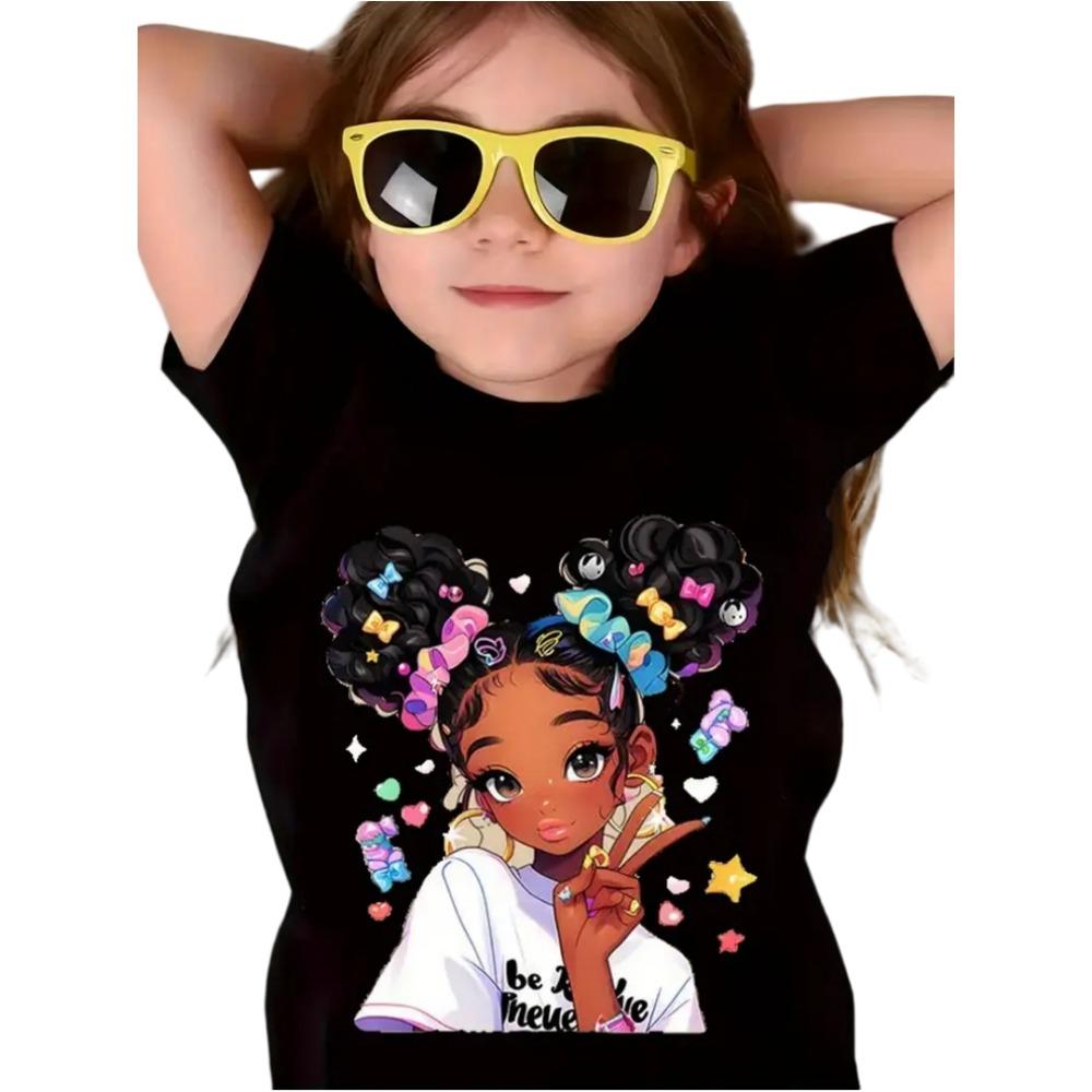 Colorful children's T-shirt summer short sleeved girls' T-shirt top fashionable little girls' clothes casual O-neck boys' and children's T-shirt