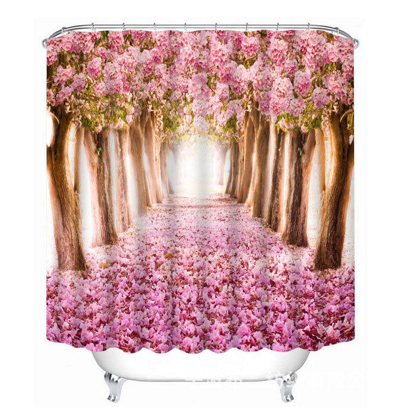 Eye-catching Waterproof Shower Curtain Featuring Unique 3d Floral Patterns For Your Bathroom