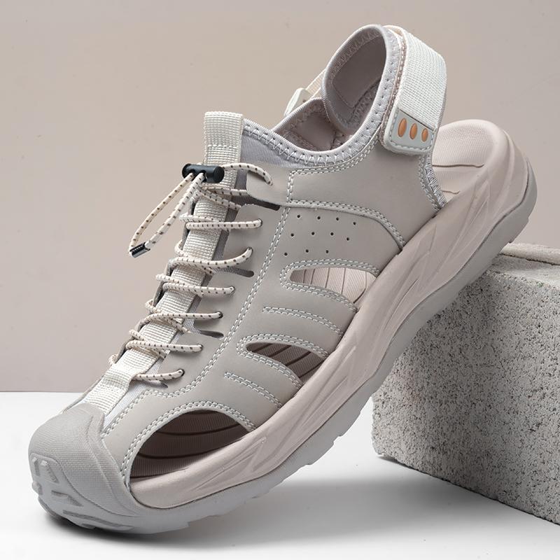 

Мода Модный бренд Мужские удобные сандалии с мягкой подошвой и открытым носком для улицы Лето Мужские новые ручной работы из коровьей кожи Полые дышащие пляжные туфли 46 бежевый