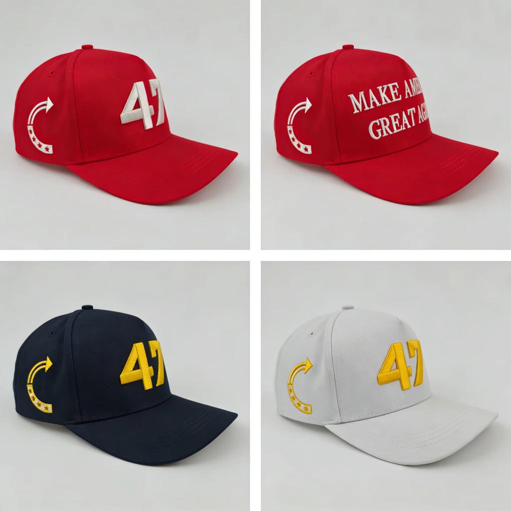 Charlie Kirk Hat Gold Embroidery USA 47 Baseball Cap for Men Women Republican Gift Hats White