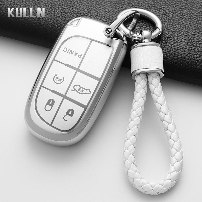 Tpu Car Remote Key Case Cover Shell For Jeep Grand Cherokee Compass Dodge Charger Chrysler Key Protection Accessories Keychain
