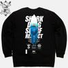 DOLDOL Shark Dog_Mtm-147 Shark Dog Surfing Hawaii Character Graphic Graffiti Design Sweatshirt Long Sleeve
