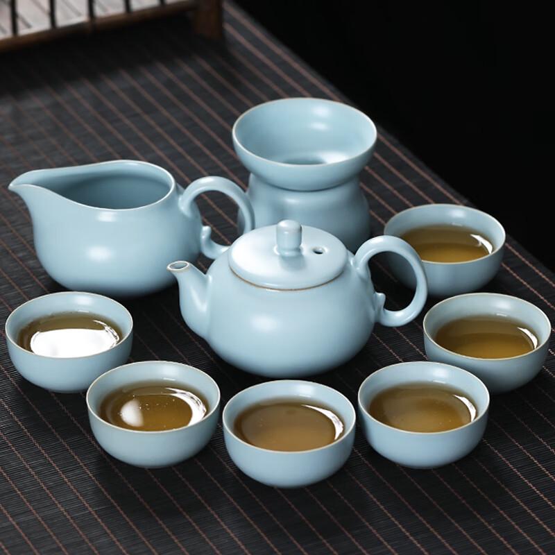 Ru Kiln Ceramic Gold Line Kung Fu Tea Set